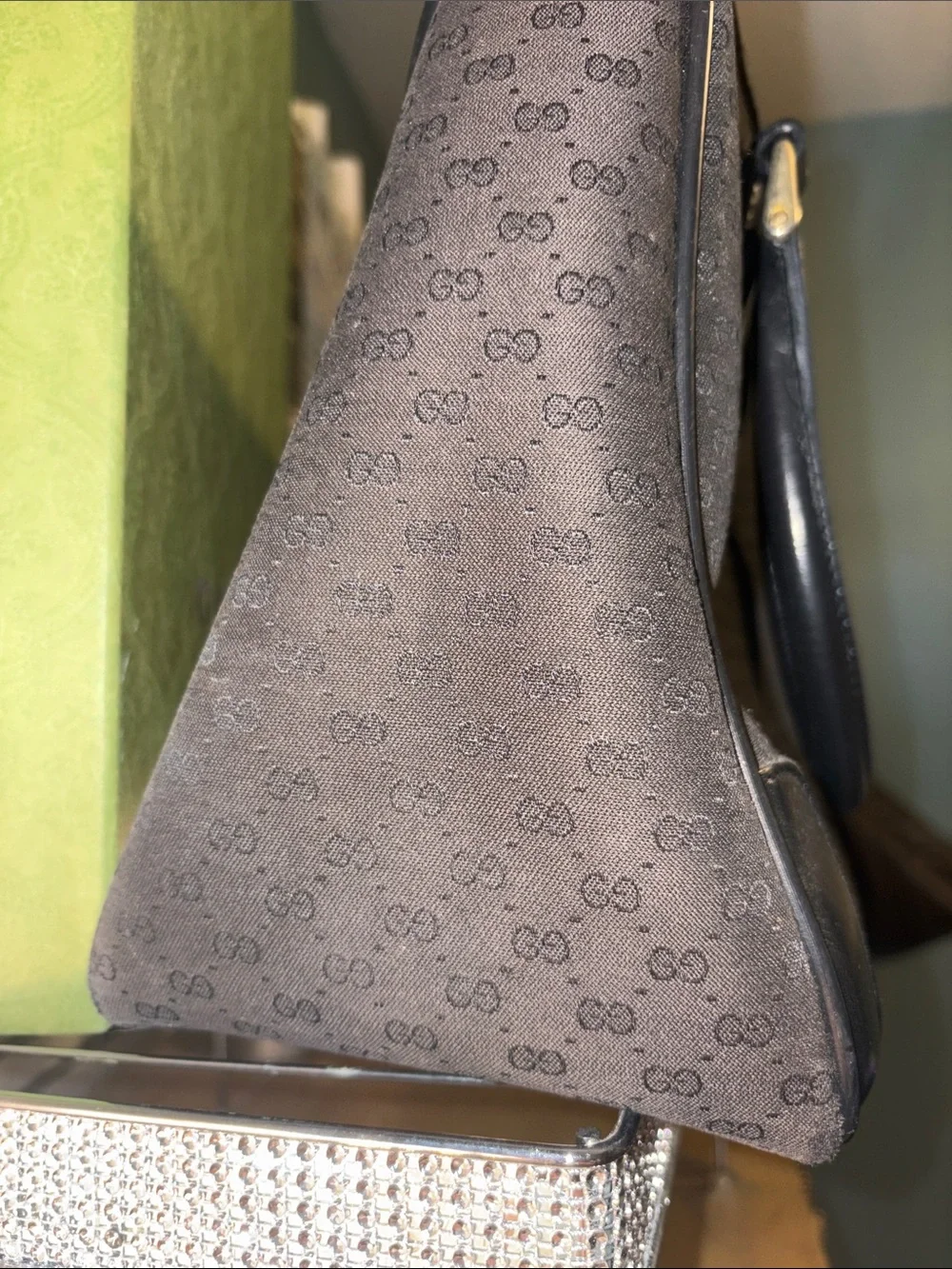 Gucci Black Monogram Canvas vintage purse